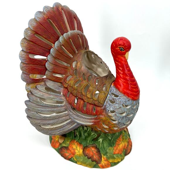 PartyLite P7592 Gobbler Tealight Holder Turkey Centerpiece 11" Tall in Box - Picture 6 of 10